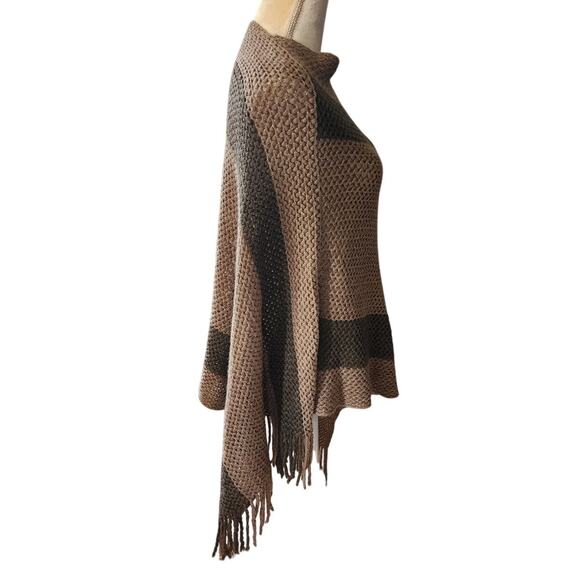 CEJON Tan Brown Knit Sweater Poncho One Size Plus - Picture 2 of 6